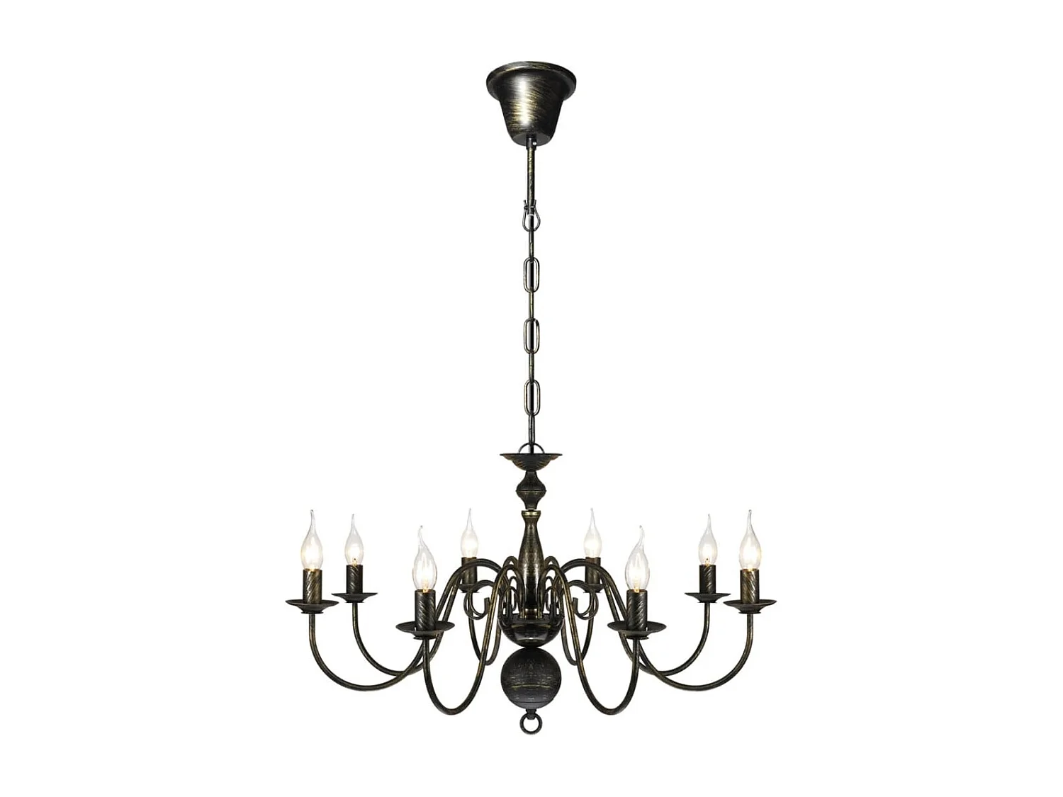 Lustre en métal noir antique 8 x E14 ampoules FR895050