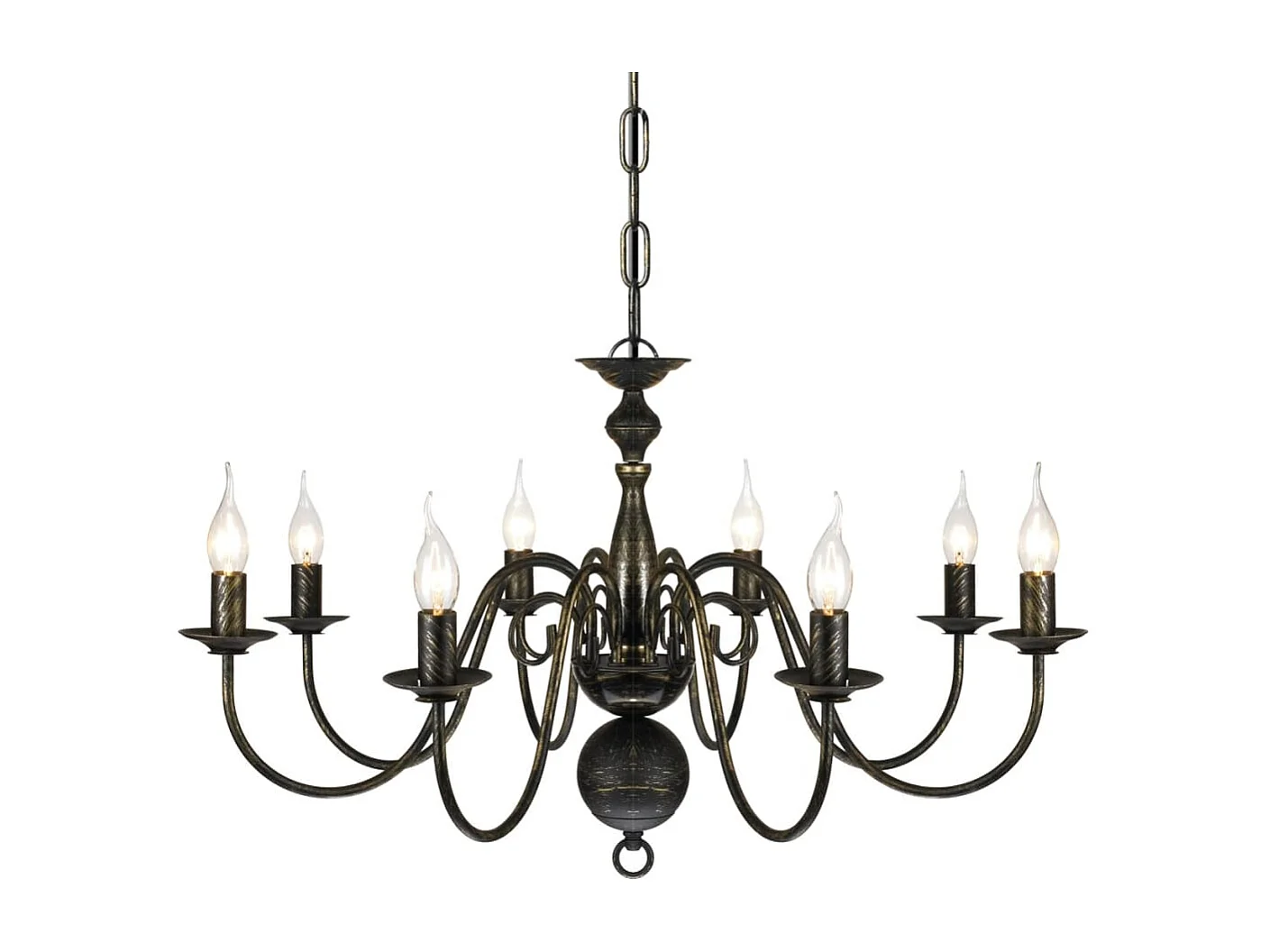 Lustre en métal noir antique 8 x E14 ampoules FR895050