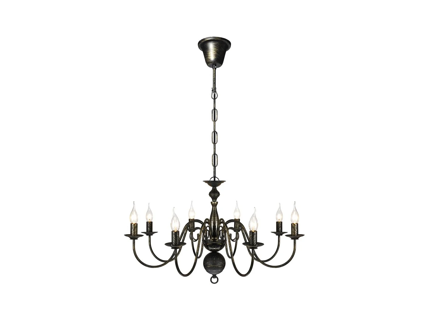 Lustre en métal noir antique 8 x E14 ampoules FR895050