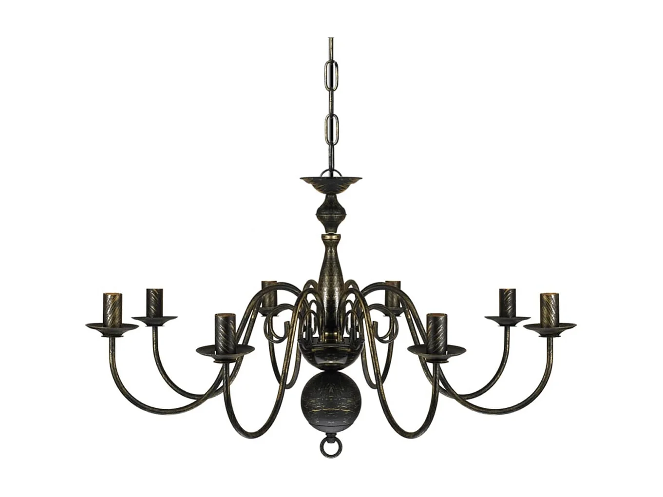 Lustre en métal noir antique 8 x E14 ampoules FR895050