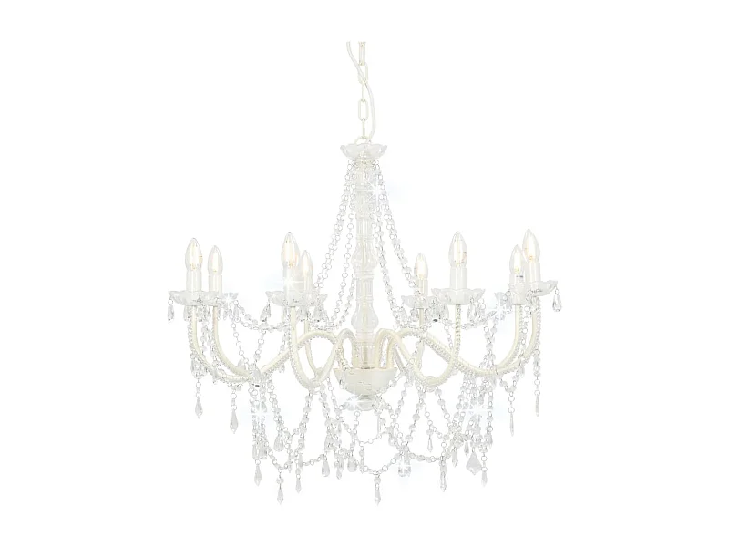 Lustre com contas lâmpadas 8 x E14 branco PT374756