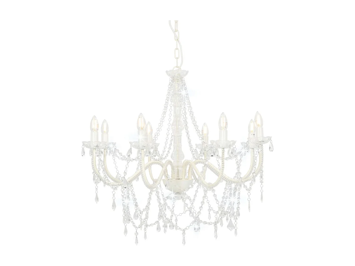 Lustre avec perles Blanc 8 ampoules E14 FR638040