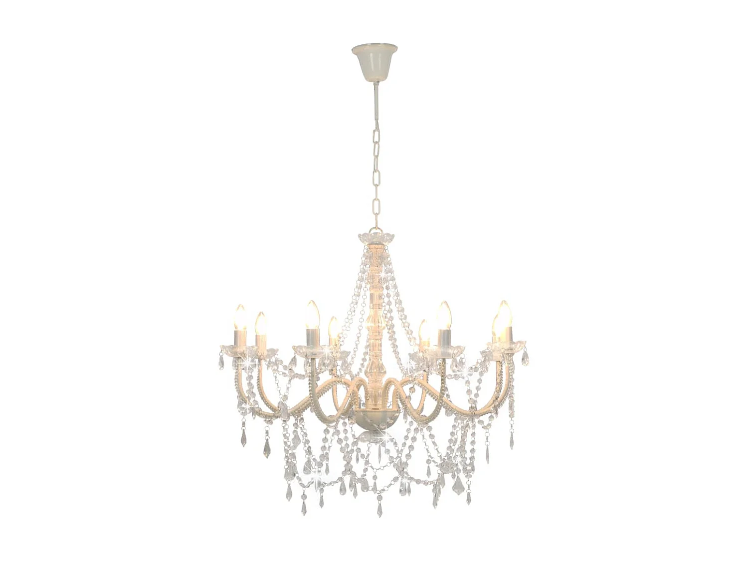Lustre avec perles Blanc 8 ampoules E14 FR638040