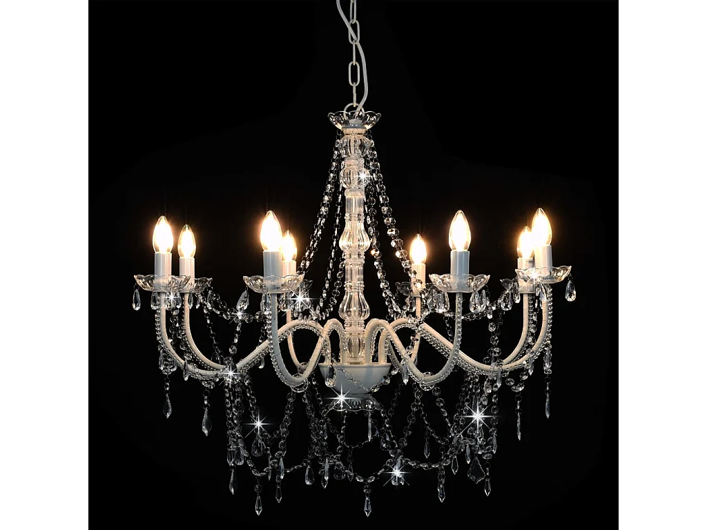 Lustre avec perles Blanc 8 ampoules E14 FR638040