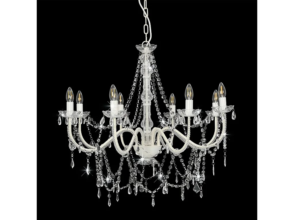 Lustre avec perles Blanc 8 ampoules E14 FR638040