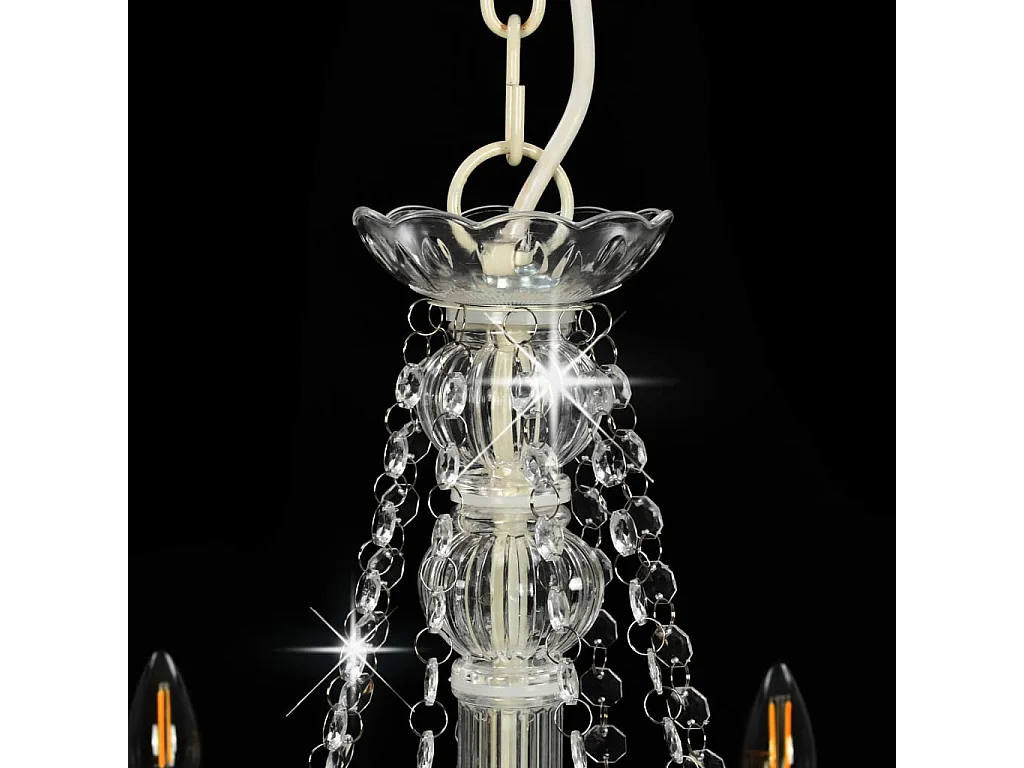 Lustre avec perles Blanc 8 ampoules E14 FR638040