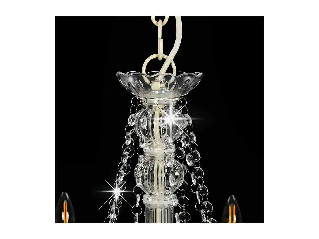 Lámpara de araña con cuentas blanco 8 bombillas E14 ES869193