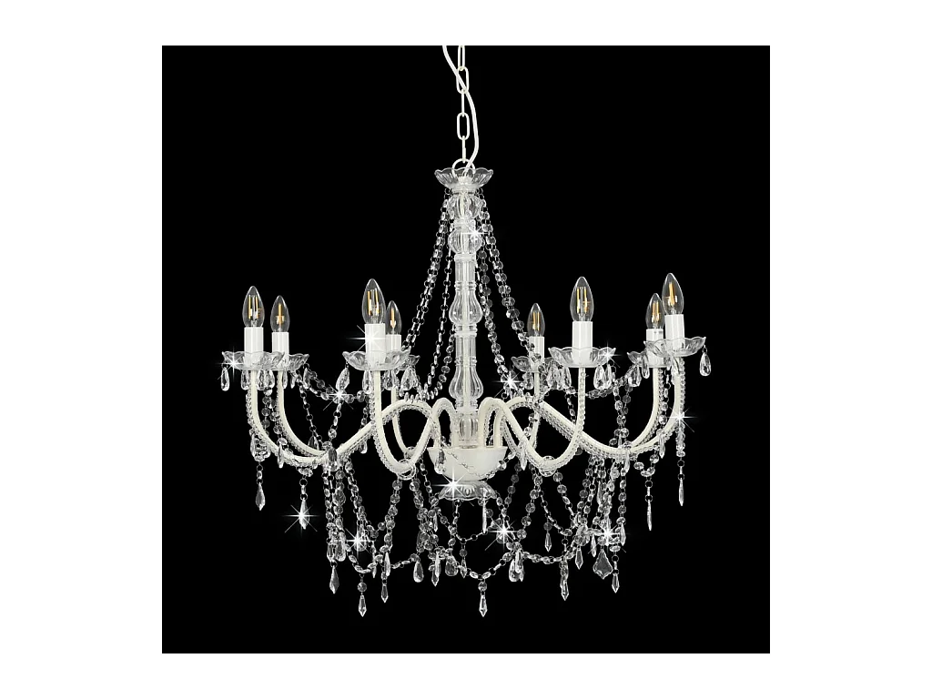 Lámpara de araña con cuentas blanco 8 bombillas E14 ES869193