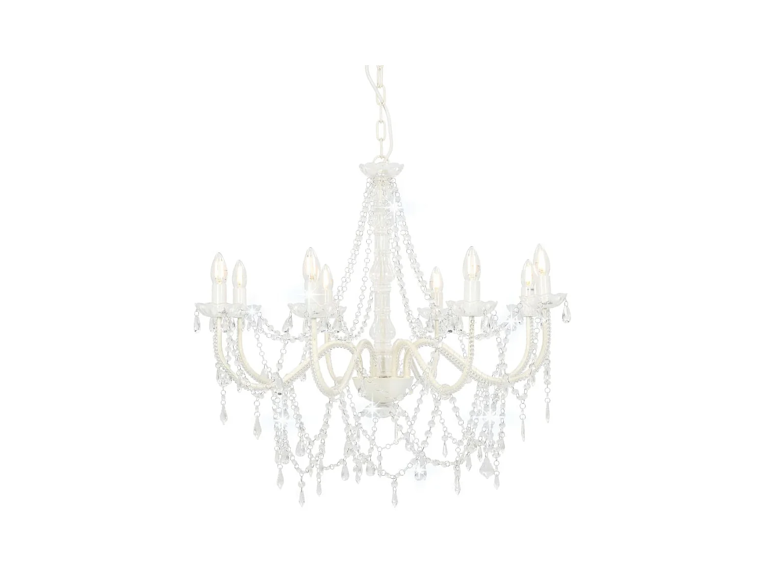 Lámpara de araña con cuentas blanco 8 bombillas E14 ES869193