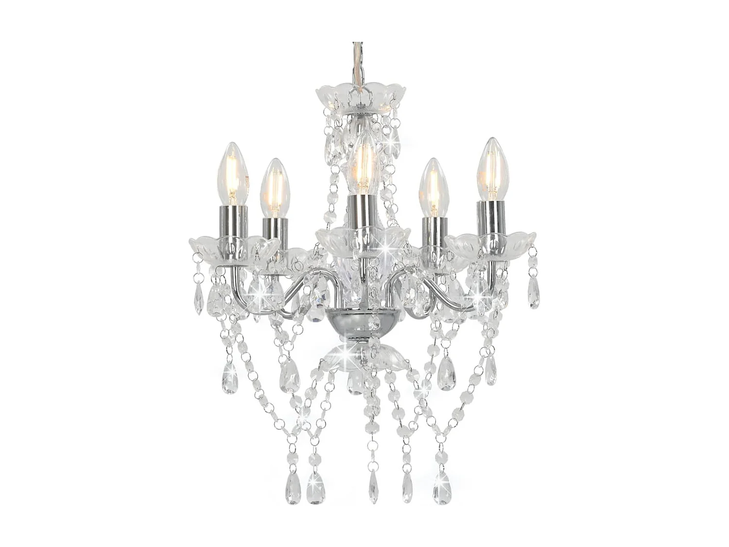 Lustre avec perles de cristal Argenté Rond 5 x E14 FR757525