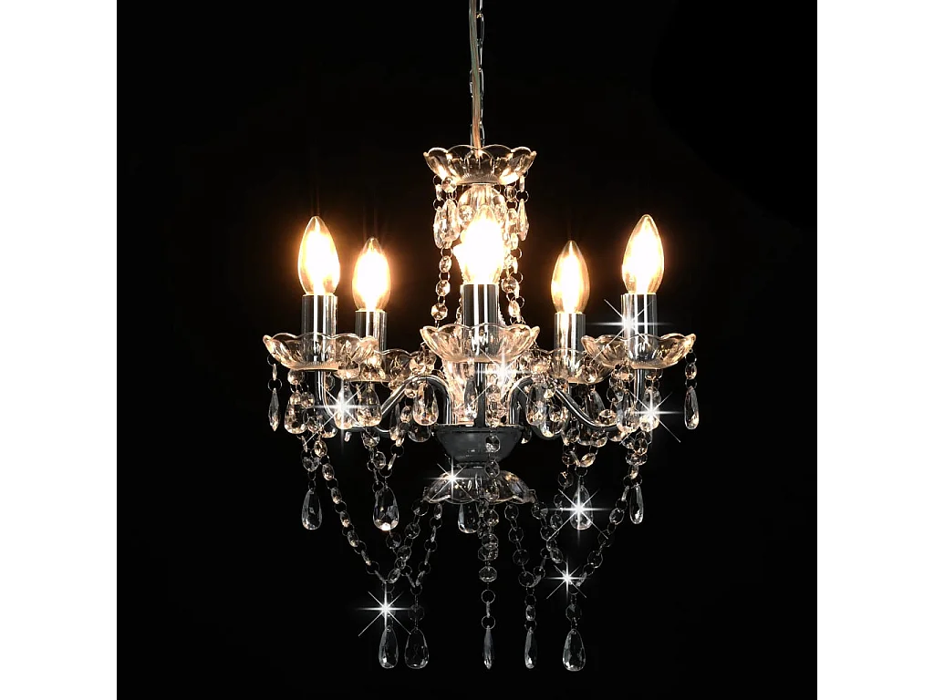 Lustre avec perles de cristal Argenté Rond 5 x E14 FR757525