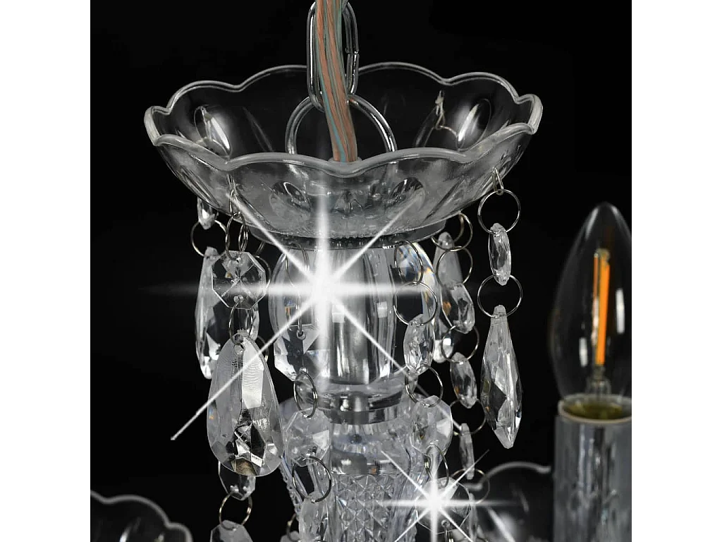 Lustre avec perles de cristal Argenté Rond 5 x E14 FR757525