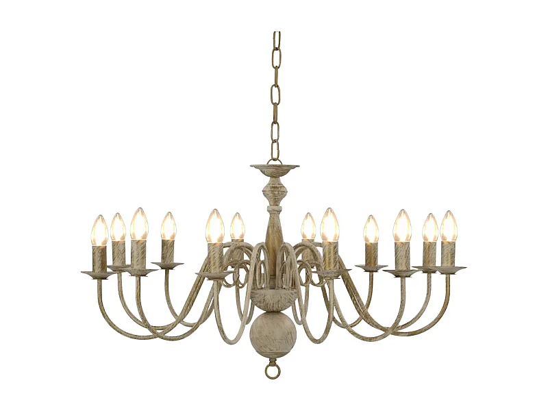 Lámpara de araña blanco antiguo 12 bombillas E14 ES947753