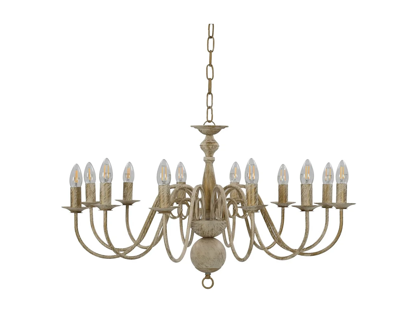 Lustre Blanc antique 12 ampoules E14 FR103060