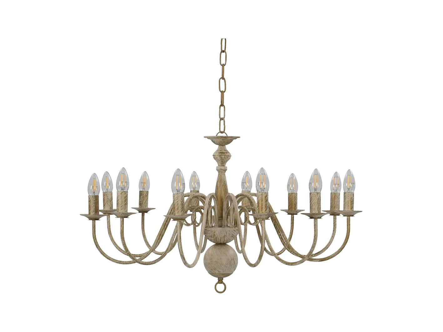 Lámpara de araña blanco antiguo 12 bombillas E14 ES947753