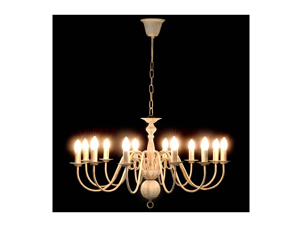 Lámpara de araña blanco antiguo 12 bombillas E14 ES947753