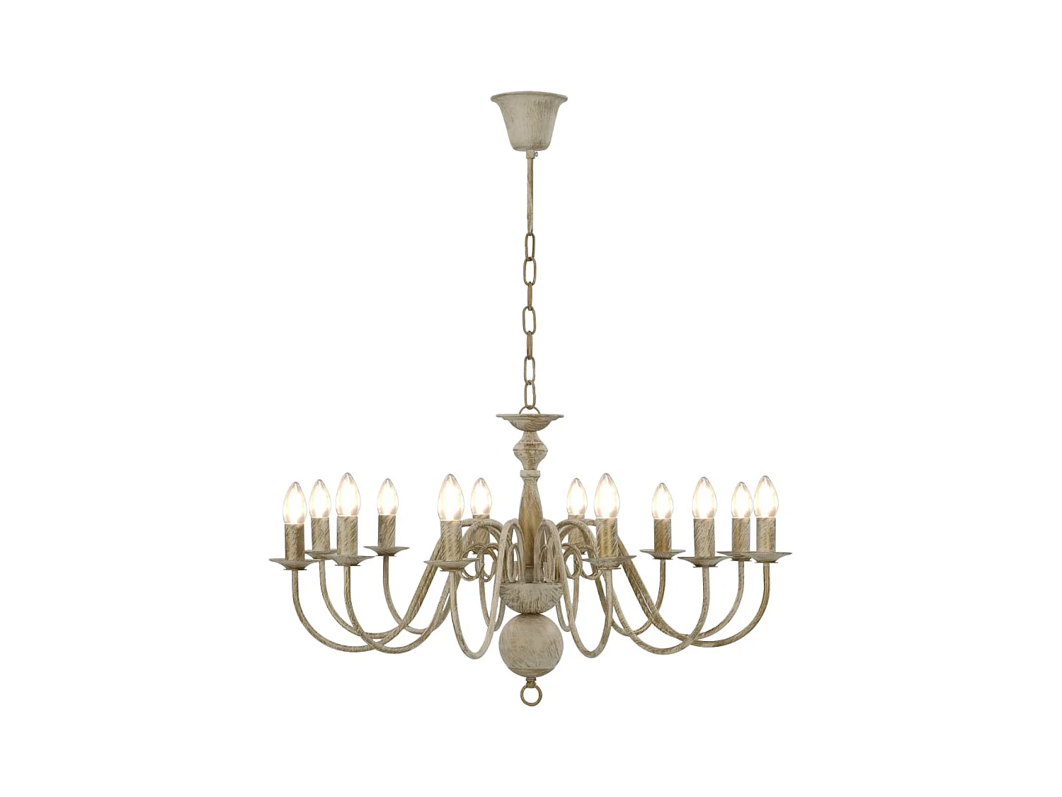 Lámpara de araña blanco antiguo 12 bombillas E14 ES947753