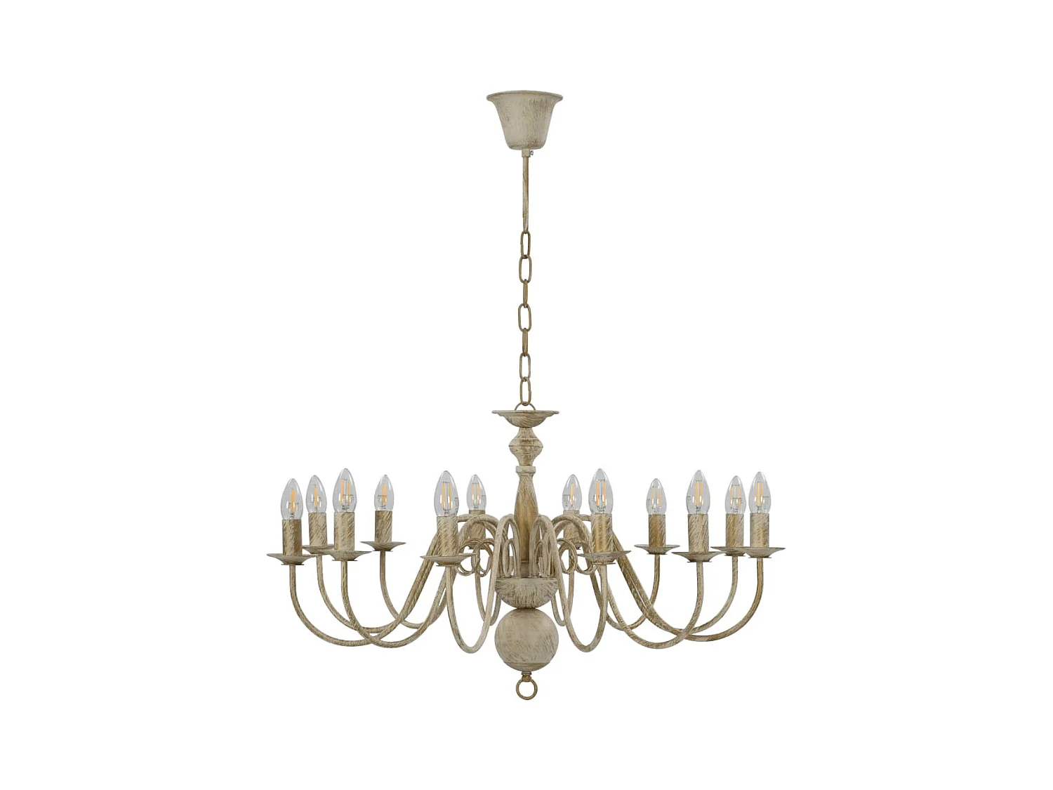 Lámpara de araña blanco antiguo 12 bombillas E14 ES947753