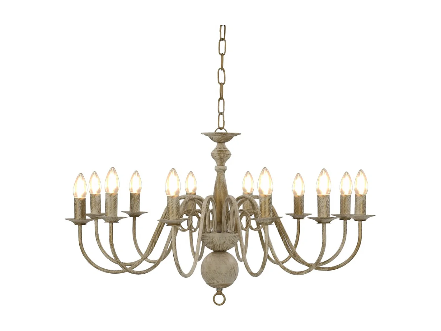 Lámpara de araña blanco antiguo 12 bombillas E14 ES947753