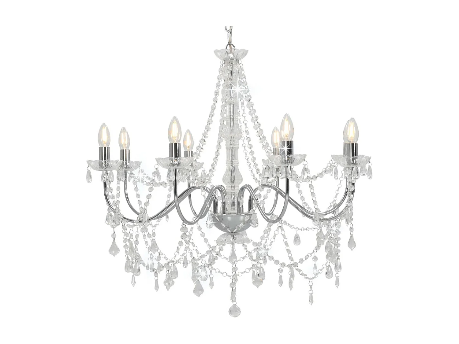 Lustre avec perles Argenté 8 ampoules E14 FR736976