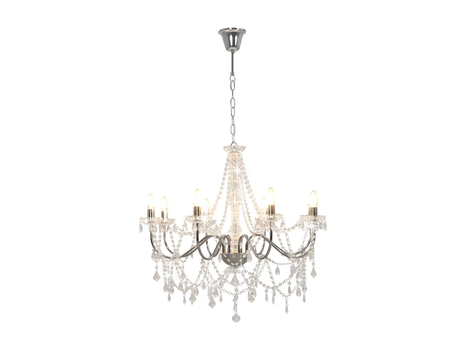 Lustre avec perles Argenté 8 ampoules E14 FR736976