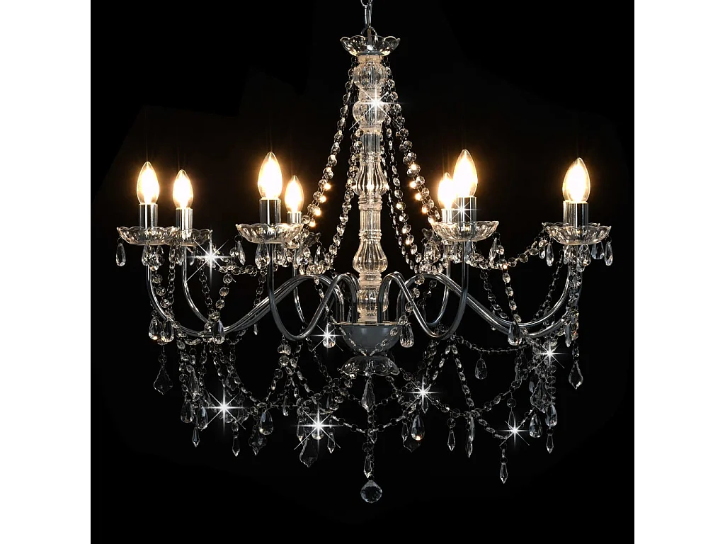 Lustre avec perles Argenté 8 ampoules E14 FR736976