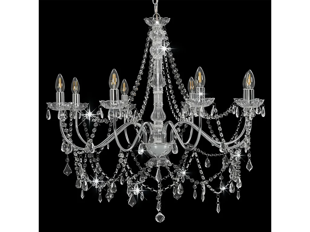 Lustre avec perles Argenté 8 ampoules E14 FR736976