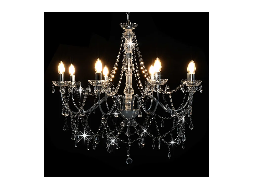 Lustre avec perles Argenté 8 ampoules E14 FR736976