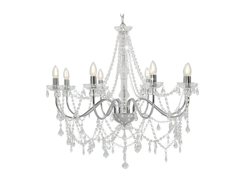 Lustre avec perles Argenté 8 ampoules E14 FR736976
