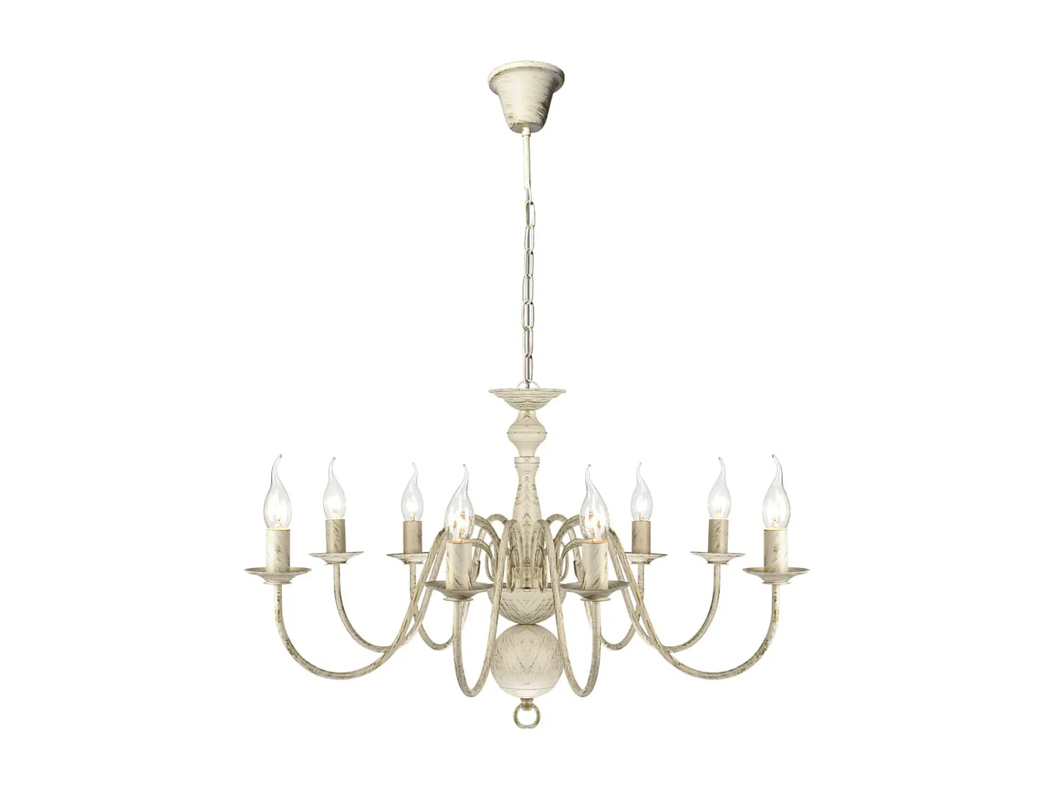 Lustre en métal blanc antique 8 x E14 ampoules FR575271