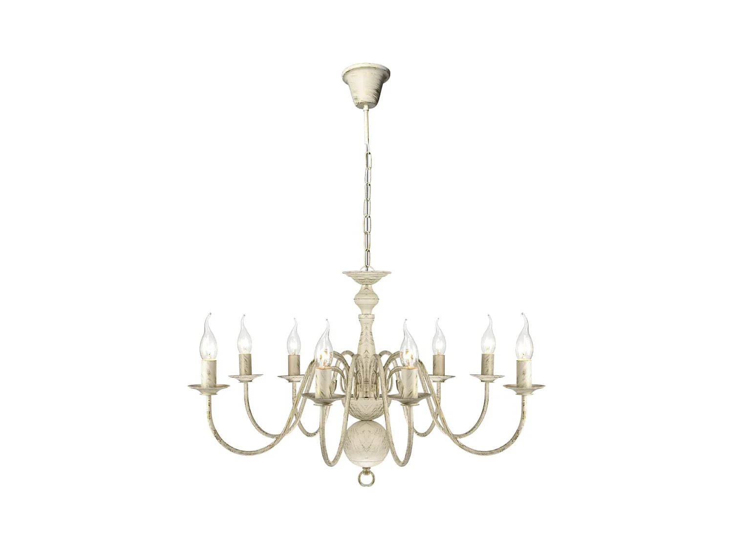 Lustre en métal blanc antique 8 x E14 ampoules FR575271