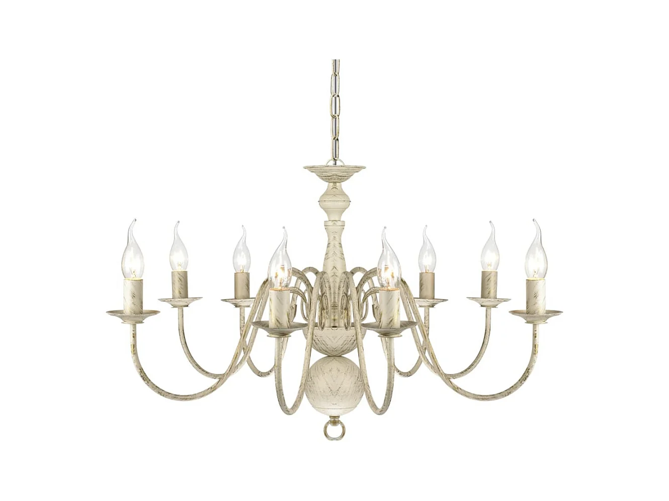 Lámpara de araña antique metal blanco 8 bombillas E14 ES218112