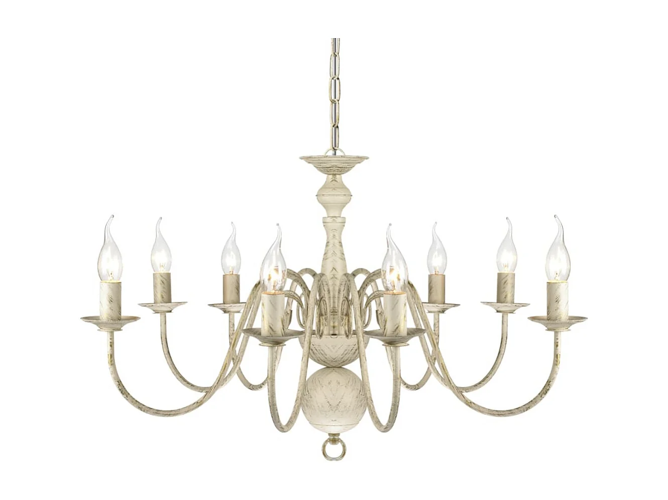 Lustre en métal blanc antique 8 x E14 ampoules FR575271