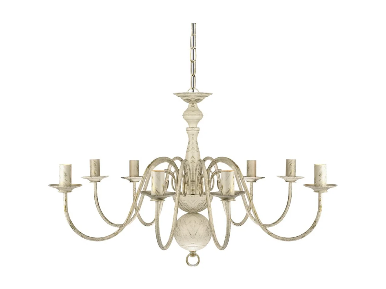 Lustre en métal blanc antique 8 x E14 ampoules FR575271