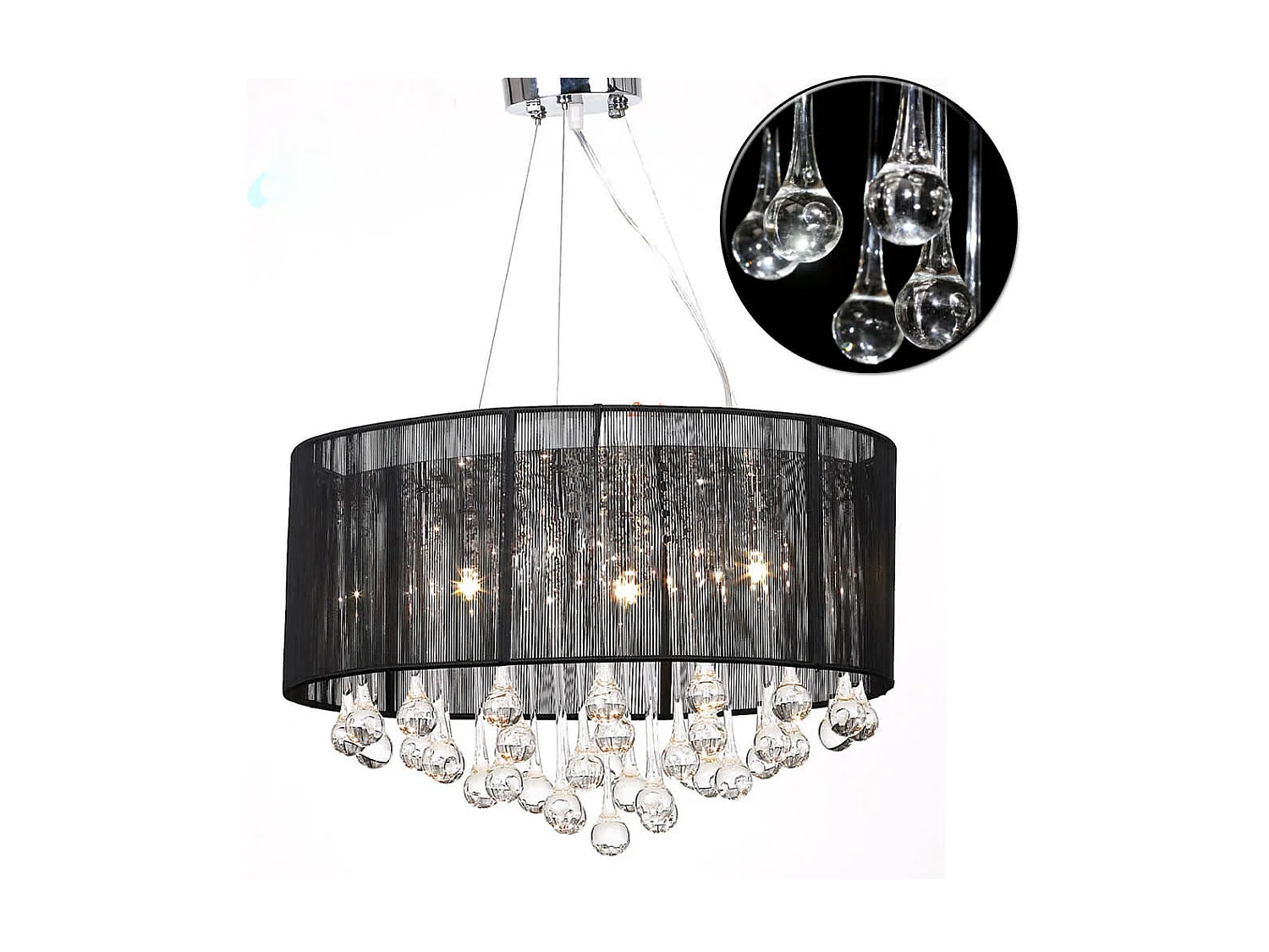 Lustre avec 85 cristaux Noir FR113040