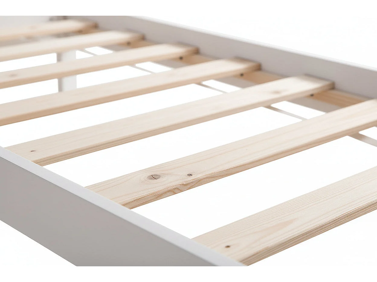 Lit enfant cabane métal blanc 90x190 cm avec sommier MONTEIRO