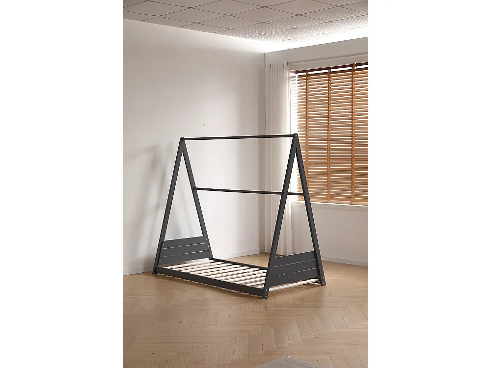 Lit pour enfant Gris 90x190 cm TIPI