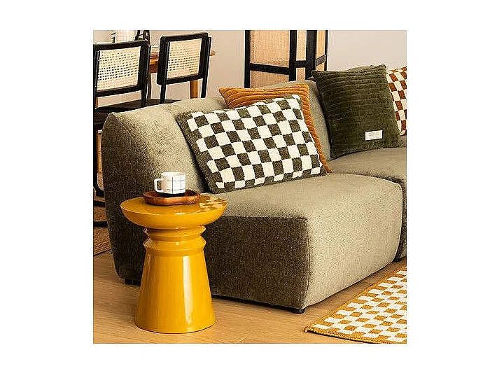 Table à café Table d'appoint Totem en métal Jaune moutarde D 38 cm