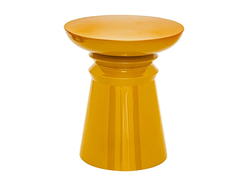 Table à café Table d'appoint Totem en métal Jaune moutarde D 38 cm