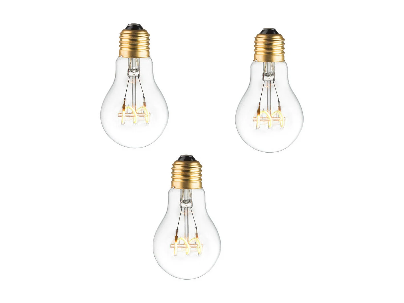 Pack 3 ampoules E27 LED déco blanc chaud filament spirale