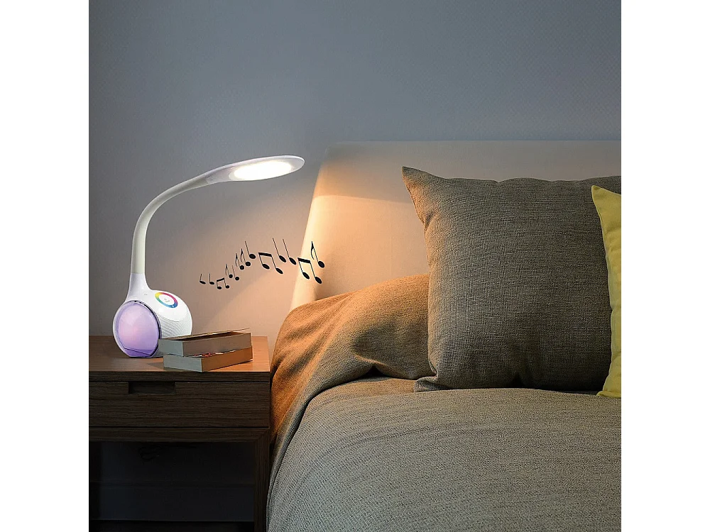 Lampe de bureau LED HP Bluetooth micro intégré blanche