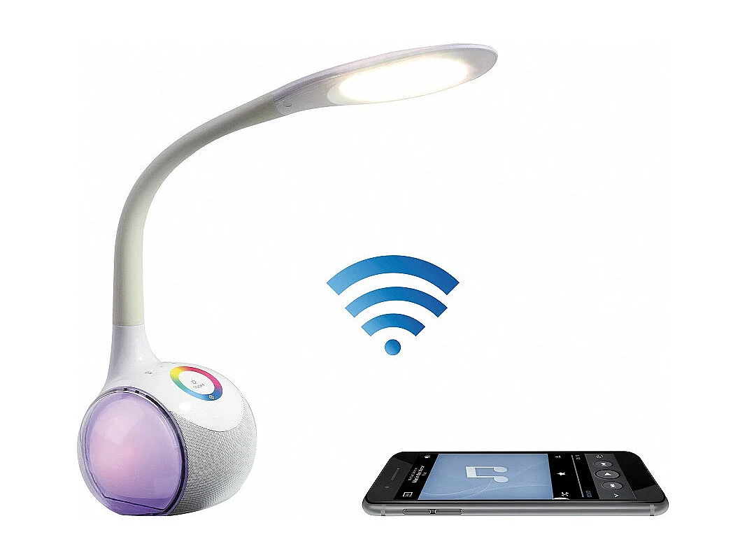 Lampe de bureau LED HP Bluetooth micro intégré blanche