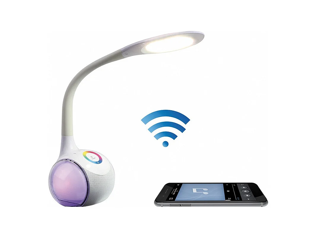 Lampe de bureau LED HP Bluetooth micro intégré blanche