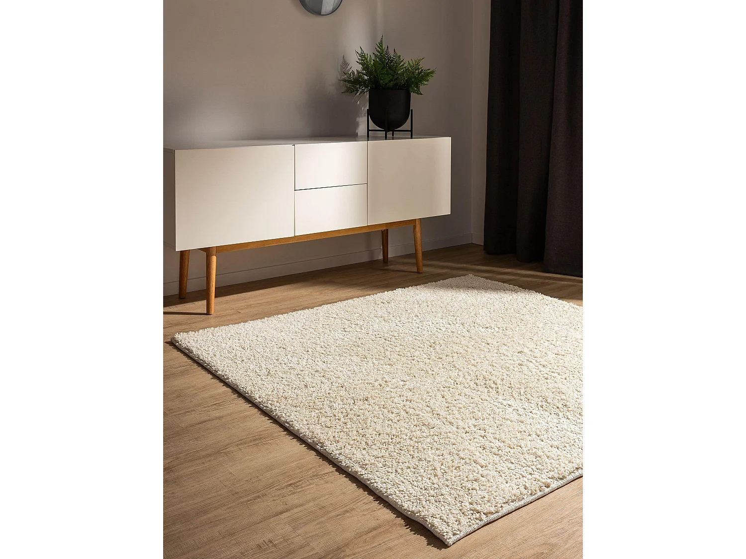 Tapis à poils longs Soho Crème 200x200 cm