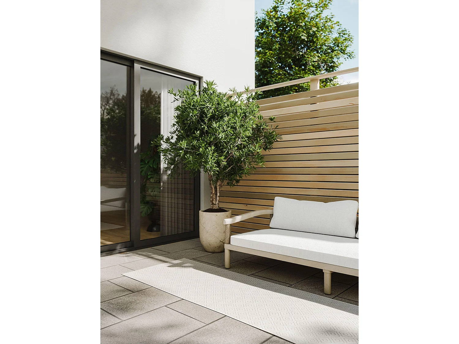 Tapis d'extérieur & intérieur Lou Blanc 80x300 cm