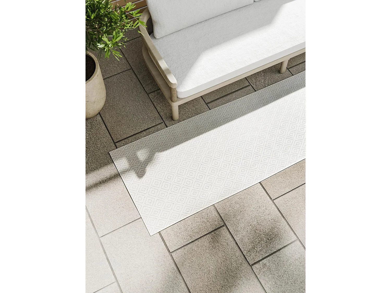 Tapis d'extérieur & intérieur Lou Blanc 80x300 cm