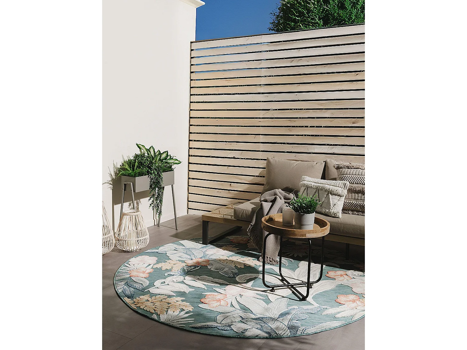 Tapis d'extérieur & intérieur Flora Multicouleur ø 200 cm rond