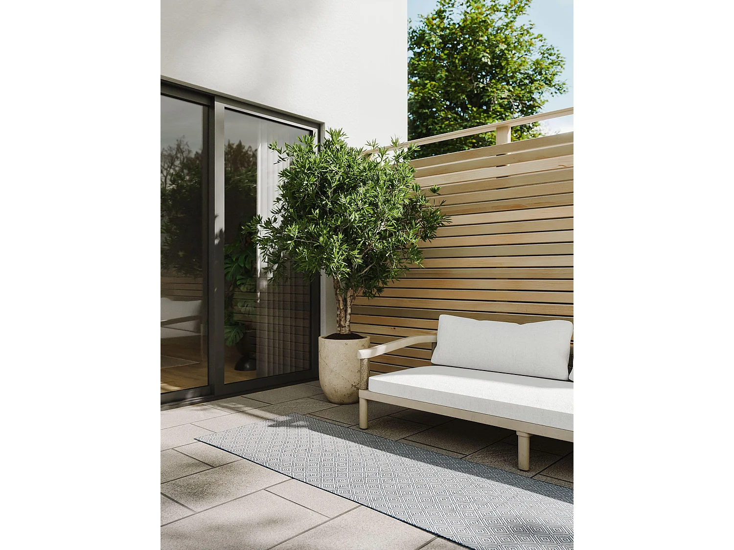 Tapis d'extérieur & intérieur Lou Bleu 80x300 cm