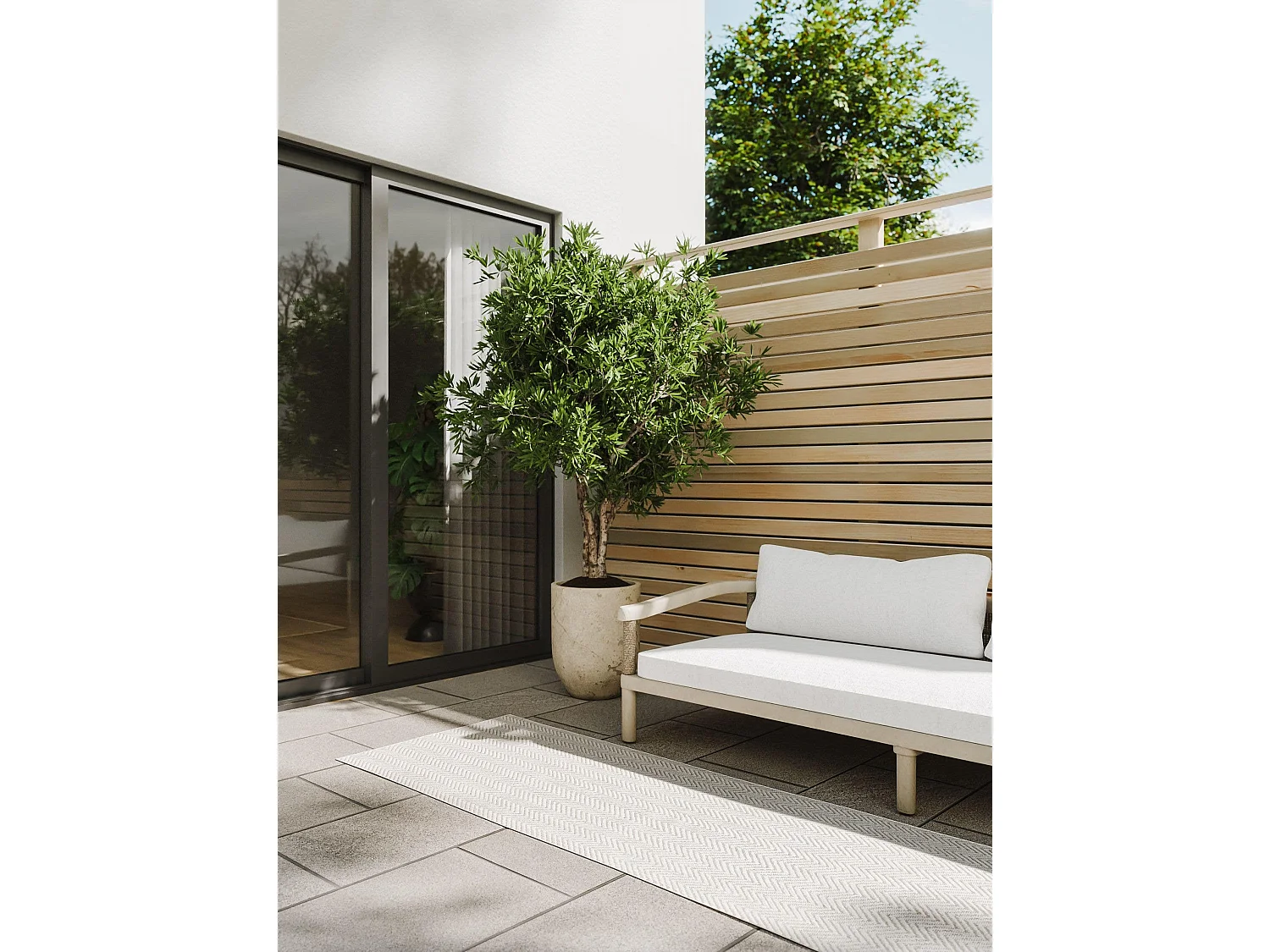 Tapis d'extérieur & intérieur Kaleo Crème/Gris 70x200 cm