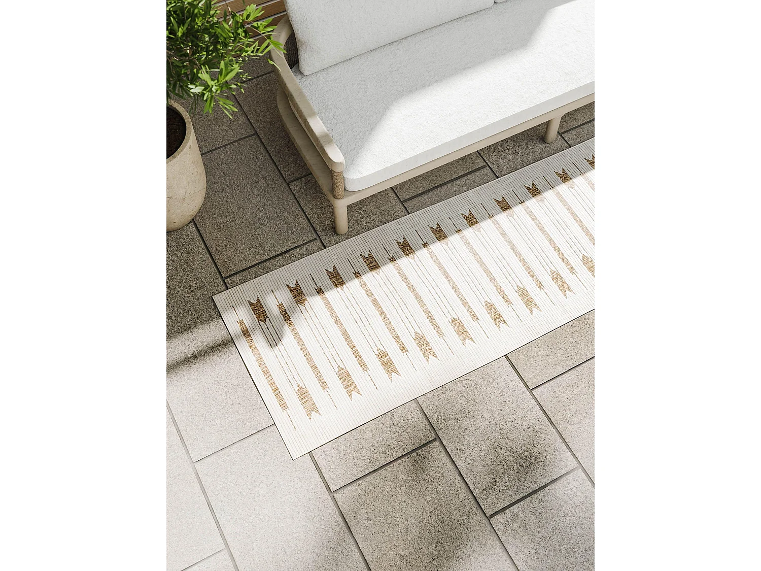 Tapis d'extérieur & intérieur Kaleo Crème/Beige 70x200 cm